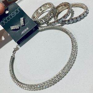 Rhinestone Necklace and Earrings Set - JEWELRY - Women